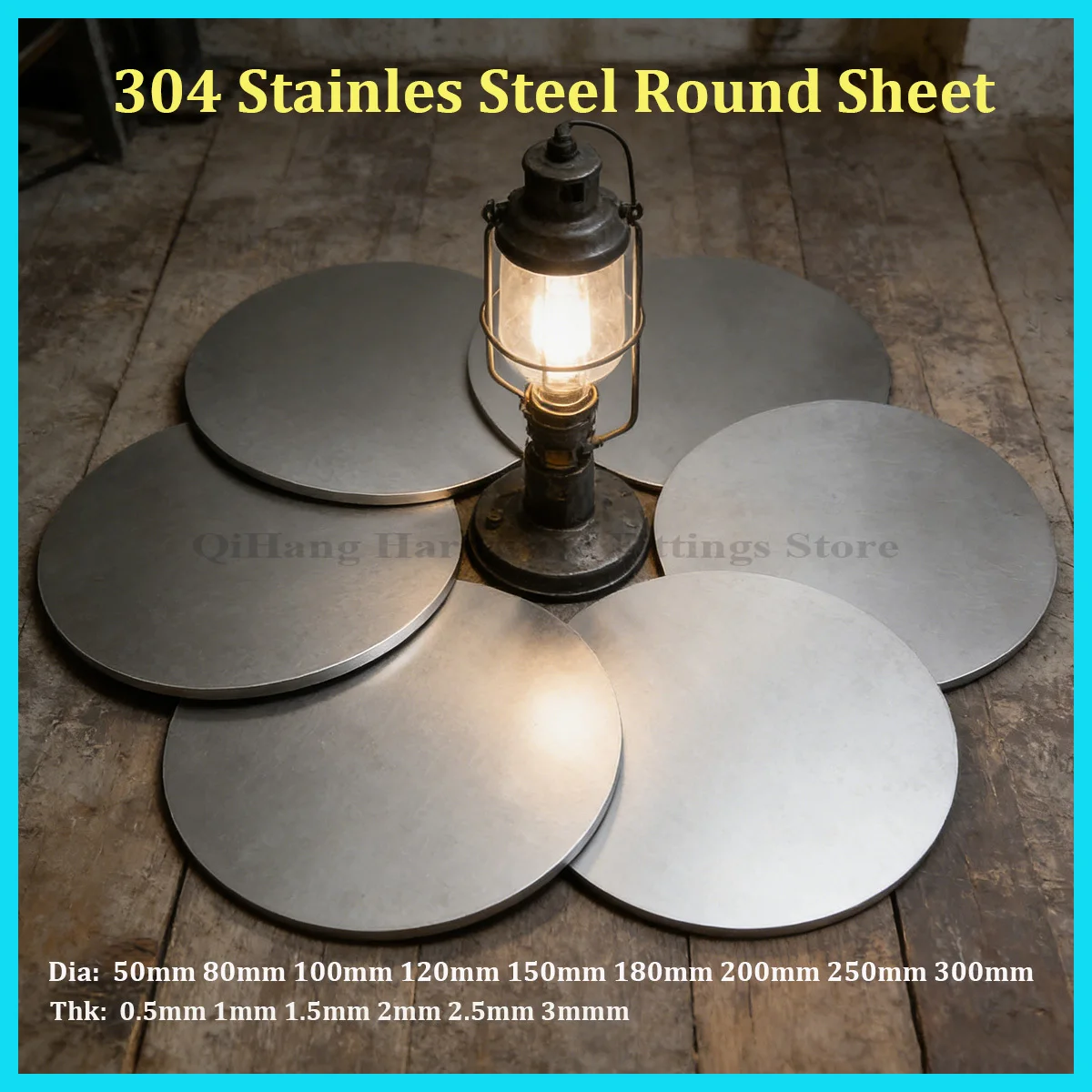 304 Stainless Steel Round Sheet Disc Circular Plate 50-300mm Solid Flat Metal Disk for DIY Craft Machinery Parts Hardware