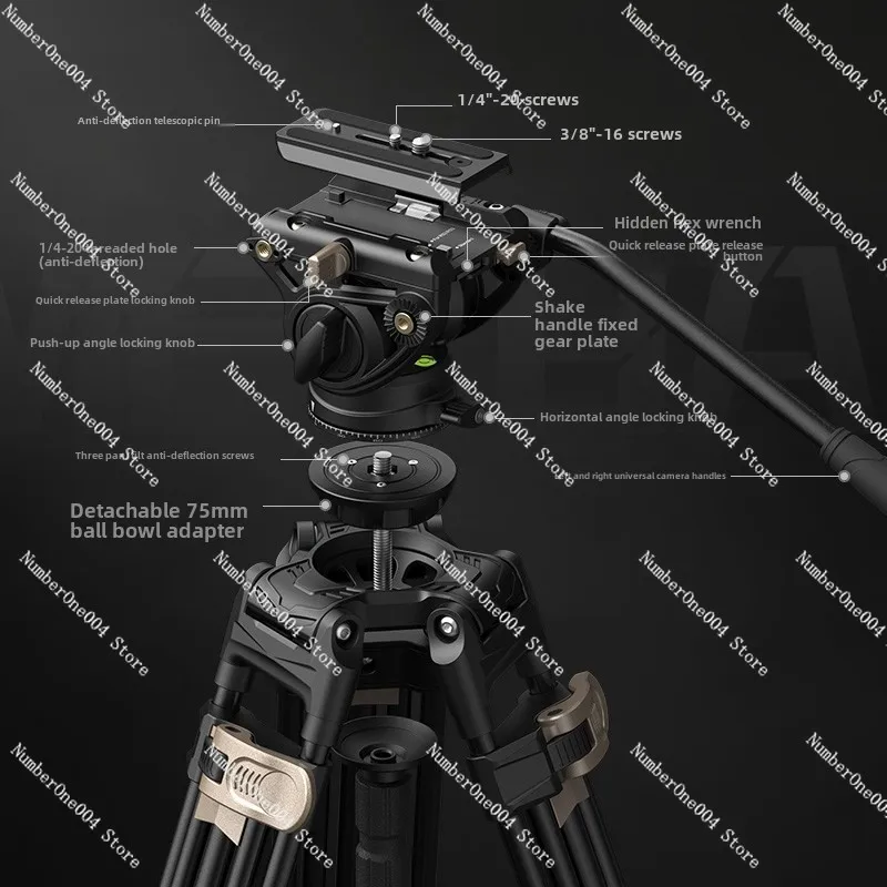 Suitable for Aluminum Alloy Tripod Yue AD80 Professional Heavy Duty Tripod Hydraulic Damping Gimbal Camera Tripod