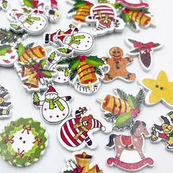 50Pcs/lot Mixed Christmas Button 2 Holes Wooden Buttons for Craft Scrapbooking DIY Decorative WB874