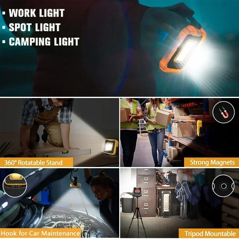 Multifunctional High-power LED Work Light Rechargeable Strong Light Emergency Lighting Flashlight Magnetic Outdoor Camping Light