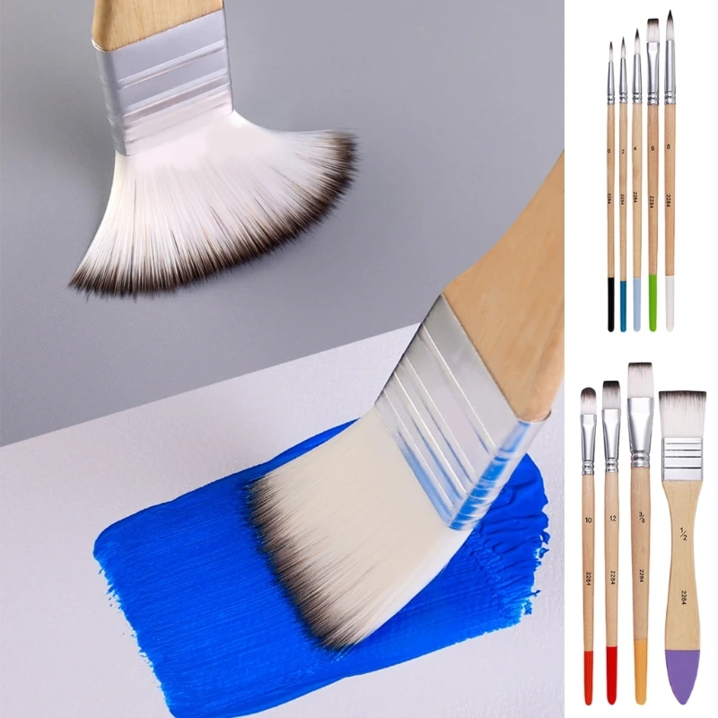 9 Pcs Paint Brushes Acrylic Paint Brush Artist Brushes Nylon Hair Painting Brushes for Watercolor Oil Body Painting