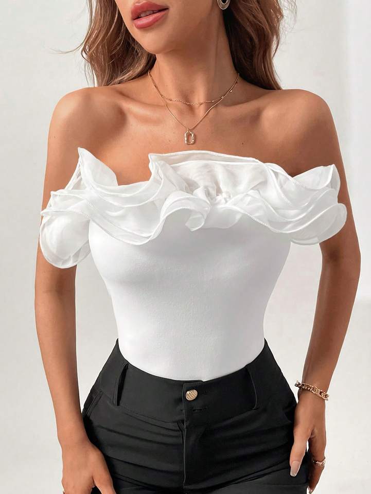  White Niche Does Not Hit a Unique Chic Short One-piece Strapless Top for Spice Girls to Wear Outside 