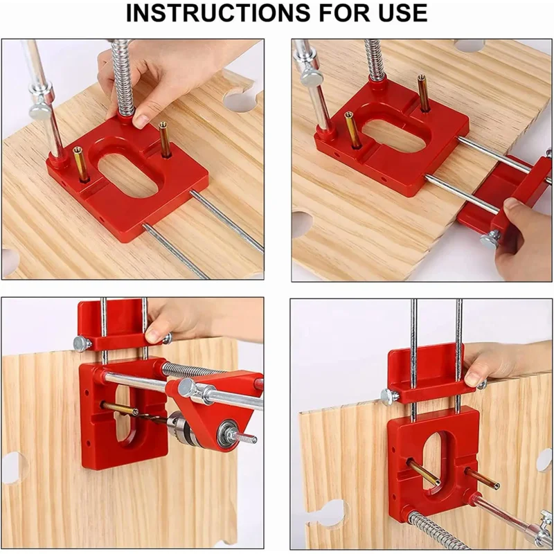 Imagem -04 - Alumínio Alloy Woodworking Drill Locator com Escala Guia de Broca Preciso Suporte de Passador Disposição Puncher Faça Você Mesmo Home Tool