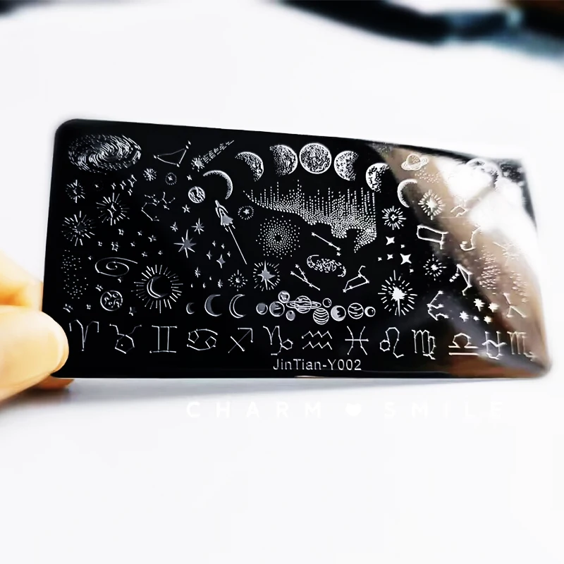 

1PCS Cartoon Moon Stars Nail Stamping Plates Rectangle Template Stencils Nail Art Stamp Image Plate Manicure Nail Print Tools
