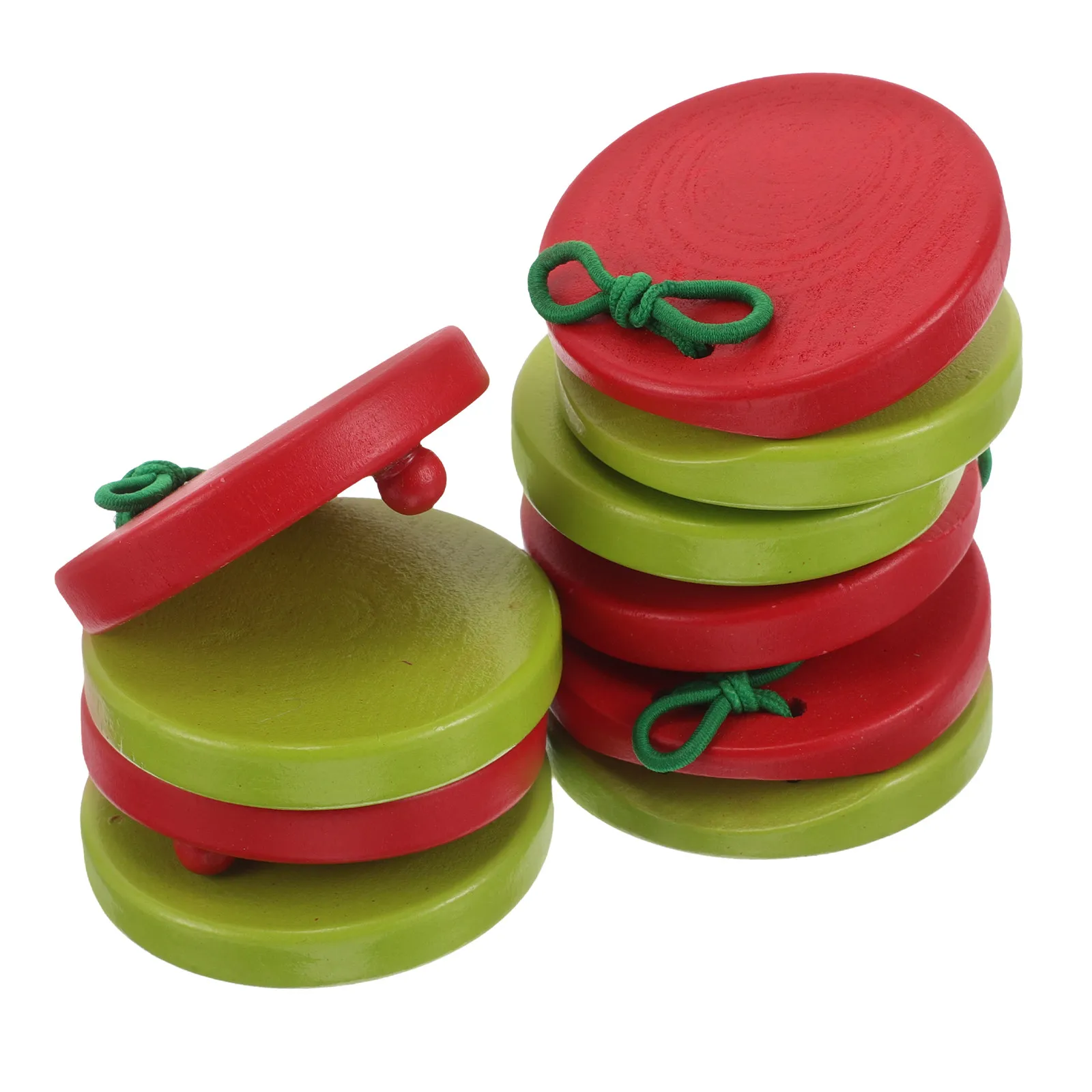 5 Piezas de Castañuelas Redondas de Madera con Diseño de Dibujos Animados, Instrumentos de Percusión de Mano, Claqueta de Madera, Instrumentos Musicales para Niños, Ritmo para el Aula