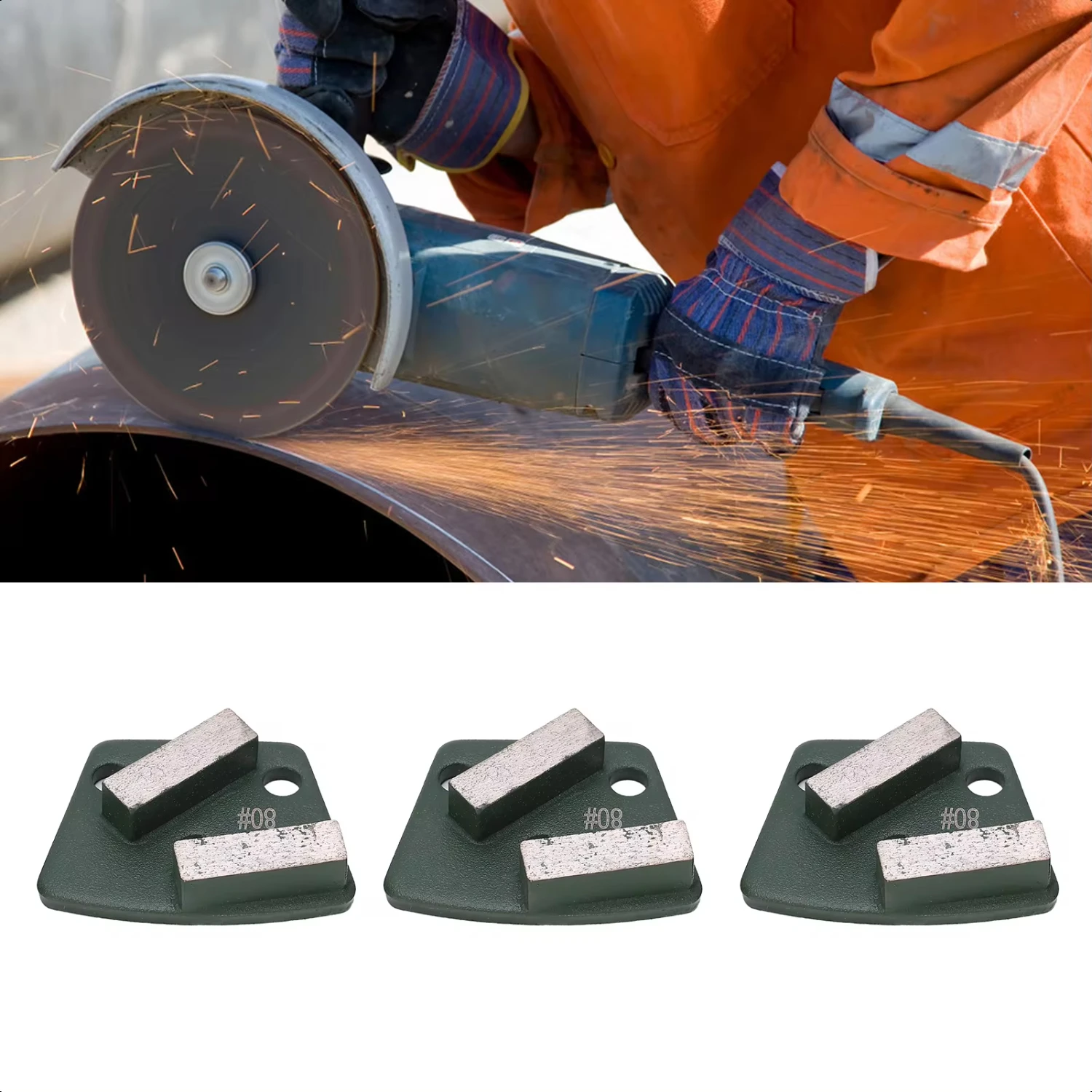 Green 80# Trapezoid Concrete Floor Grinding Shoes with Long Teeth - Aggressive Cutting Abrasive Tools