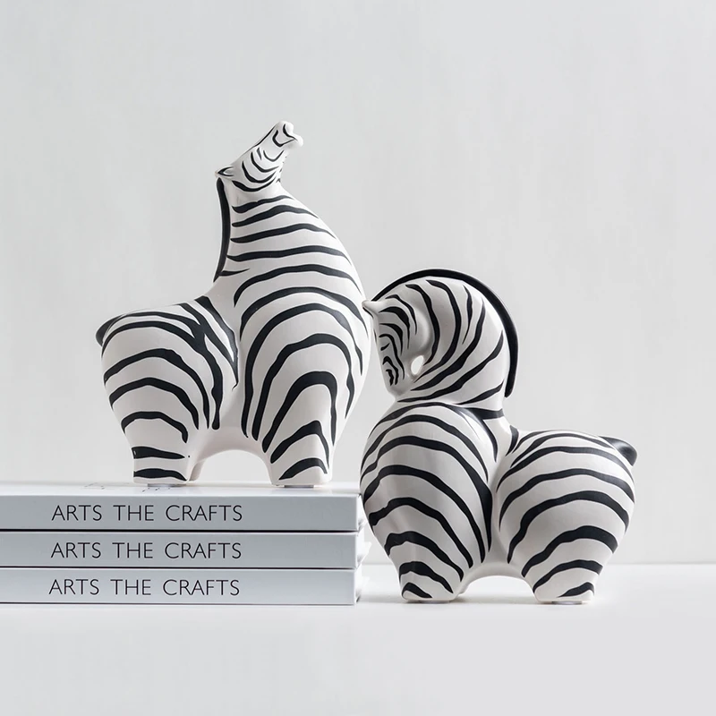 Ceramic Zebra Decorations Home Living Room Bookcase Shelf Bedroom Accessories Office Table Art Luxury Aesthetic Animal Figurines