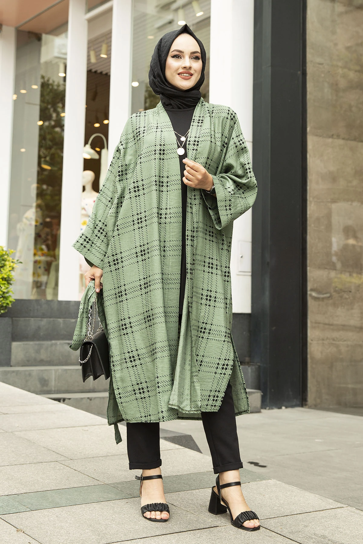 

Square Pattern Kimono MD- Mint