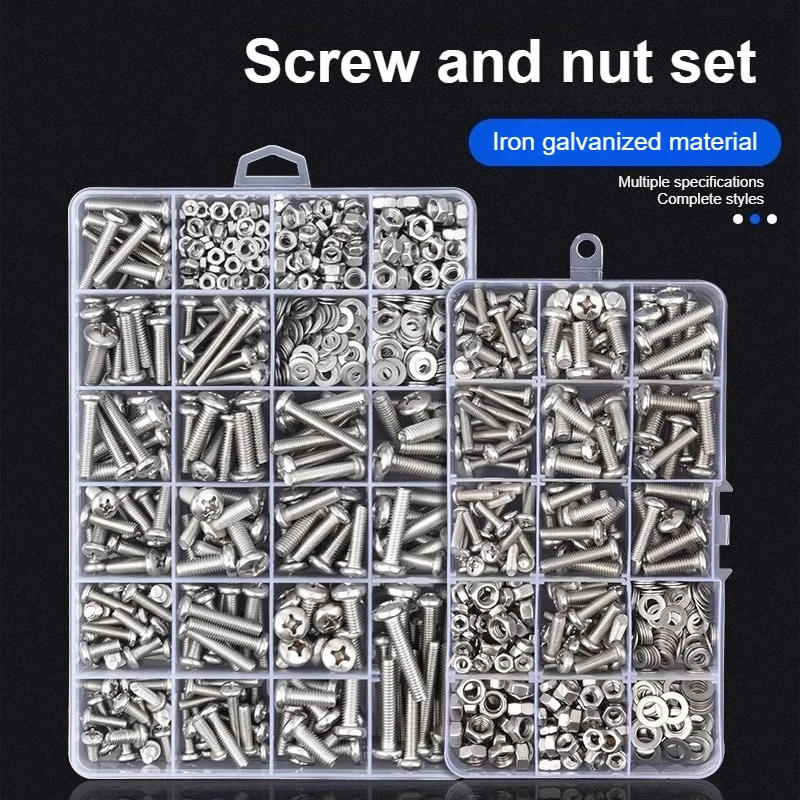 Round Head Cross Disc Head Screw Nut Washer Self-tapping Screw Set M2 M3 M4 M5 M6