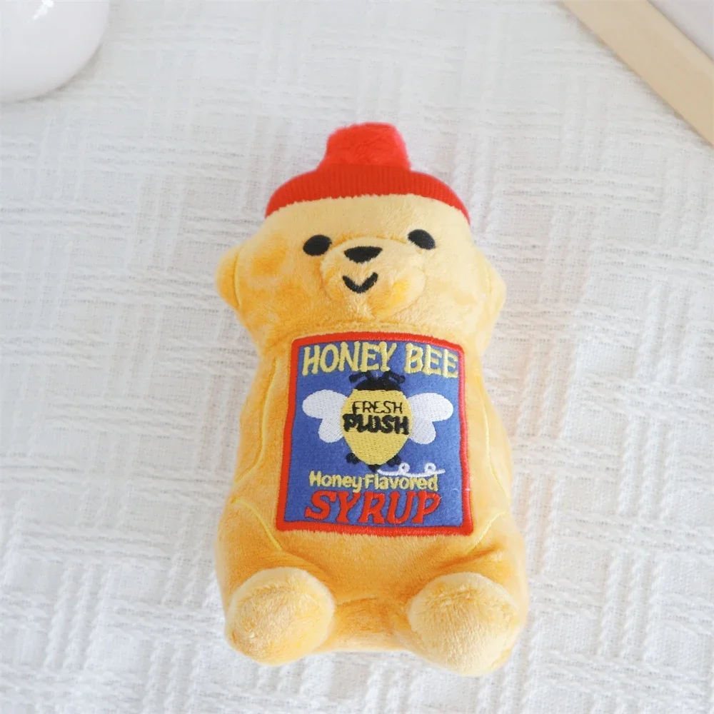 New INS Pet Toy Cute Little Bear Honey Can Toy Squeaking Paper Dog Toy Simulation Honey Can Dog Interactive Games