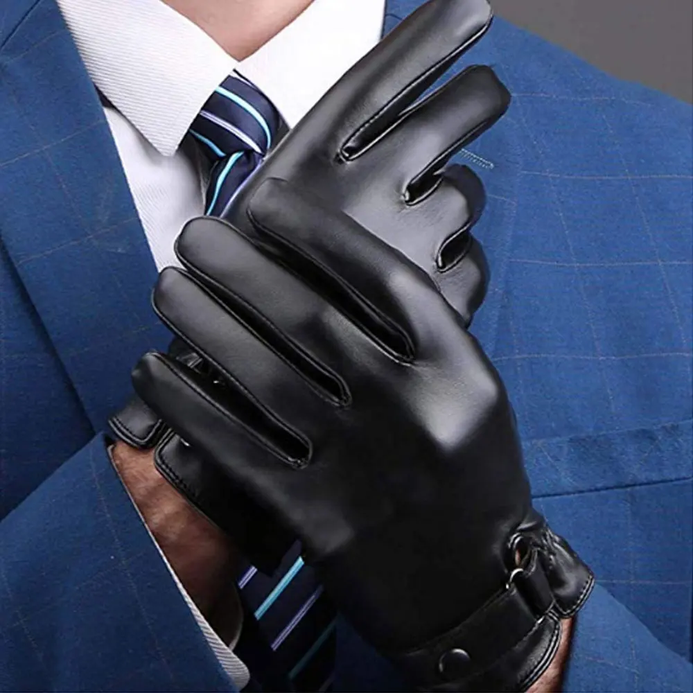 1 Paar Handgelenkstütze für Herren, volle Handfläche, Touchscreen, SMS-Handschuhe, warm gefüttert, dicke Winterhandschuhe