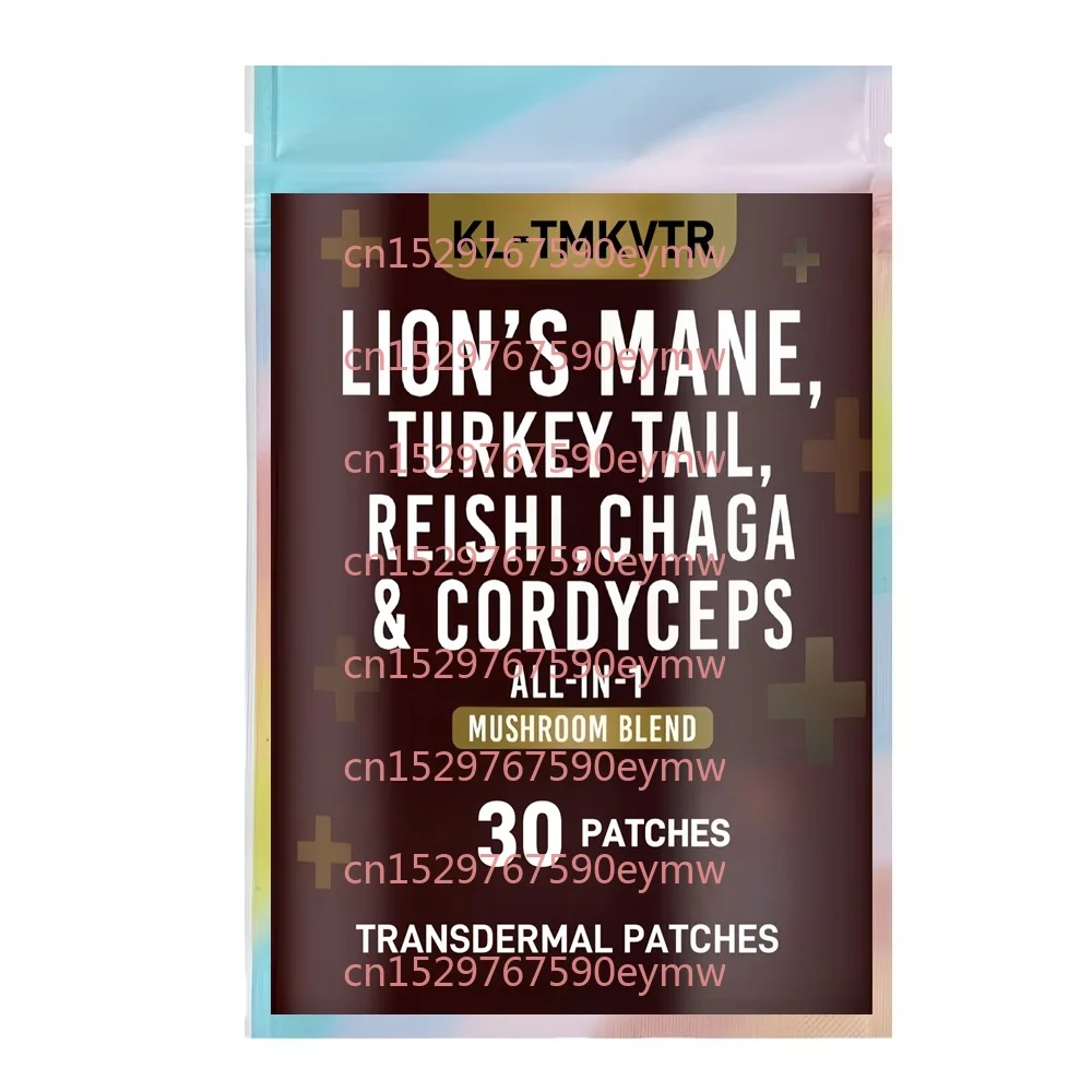 30 Patches Mushroom Complex Transdermal Patches With Lion's Mane,Turkey Tail,Reishi,Cordyceps,Chaga for Memory and Focus