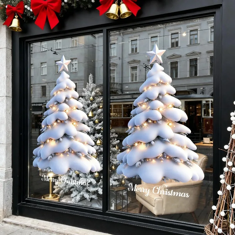 Three-dimensional Christmas Tree Snowflake Stickers Glass Window Decor Stickers Detachable Double-sided Electrostatic Sticker - Image 2