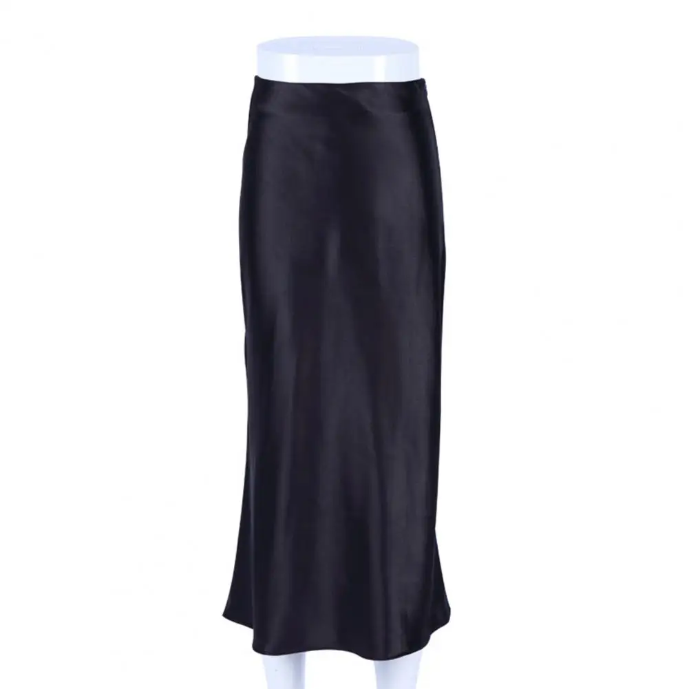 

Satin Drape Midi Skirt Elegant High Waist Satin Midi Skirt for Women Solid Color A-line Dress with Zipper Closure for Parties