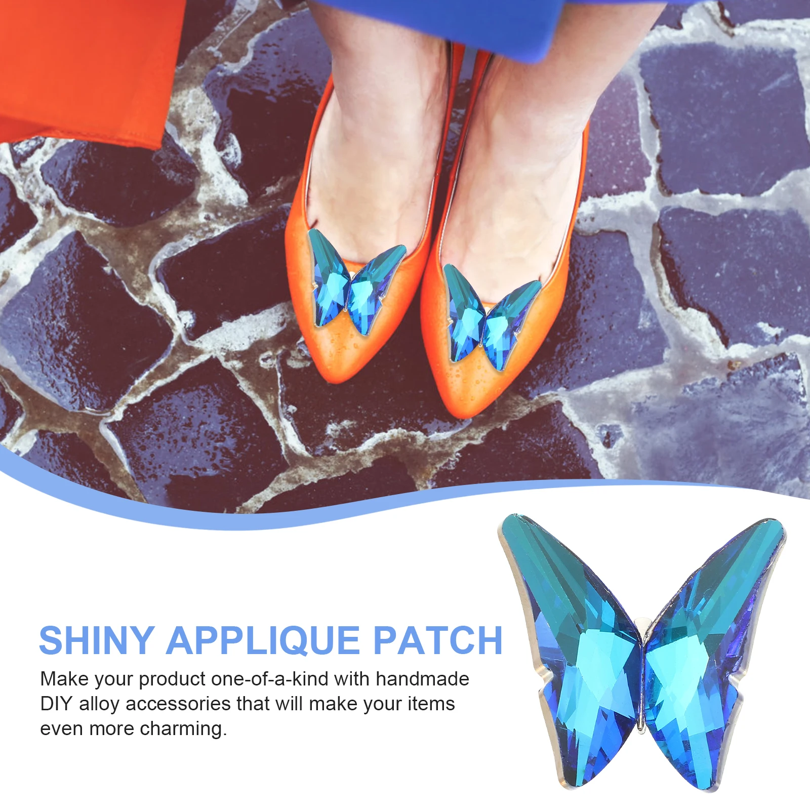 

2 Pcs Butterfly Diamond Shoe Buckle Embroidered Flower Applique Patches Butterflies Decor Sewing Alloy for Clothing