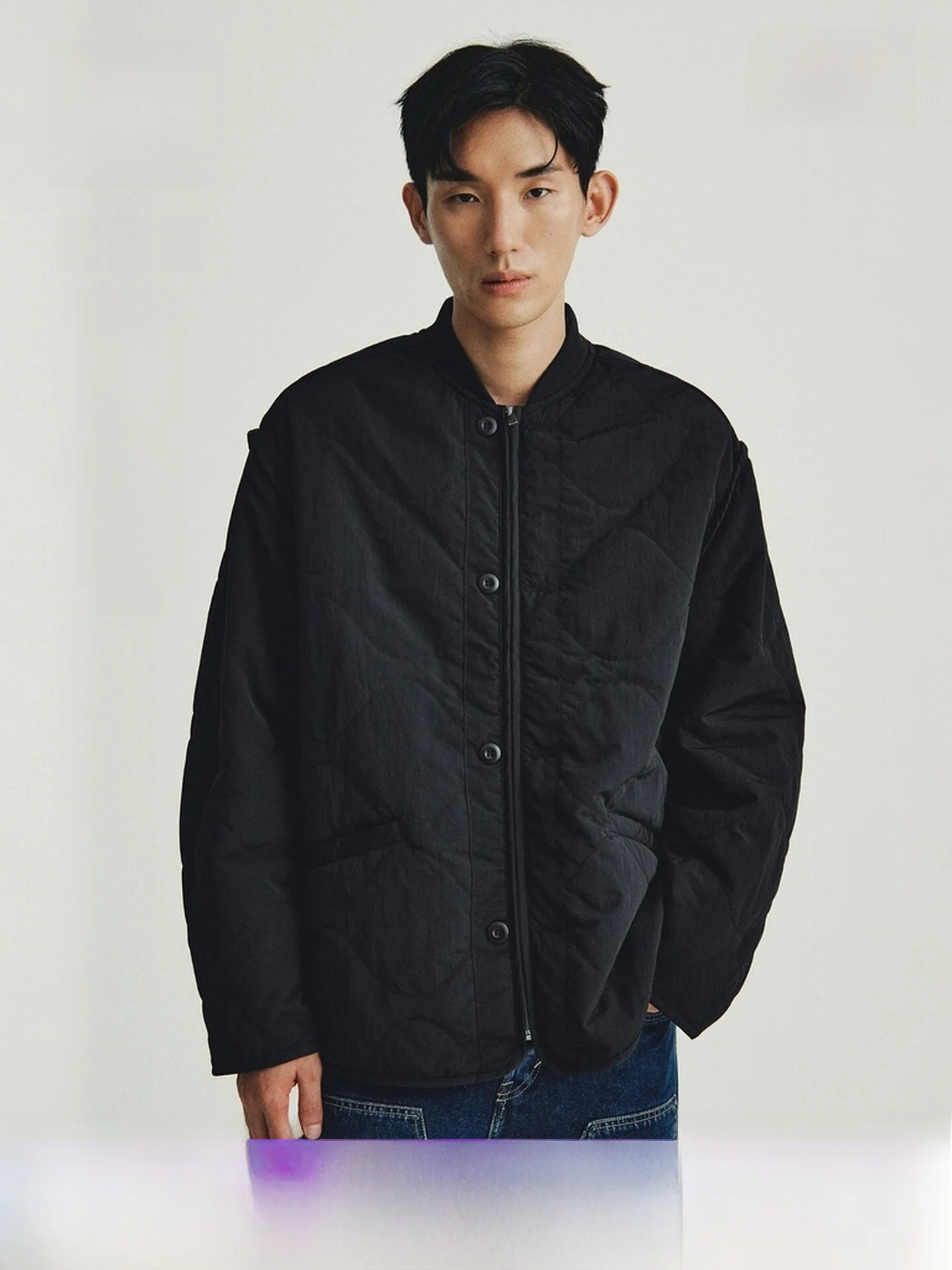 

H&M Men's Cotton Jaet Winter Outdoor Casual Loose Nylon Stitched Coat Regular Length Thin for Daily Use