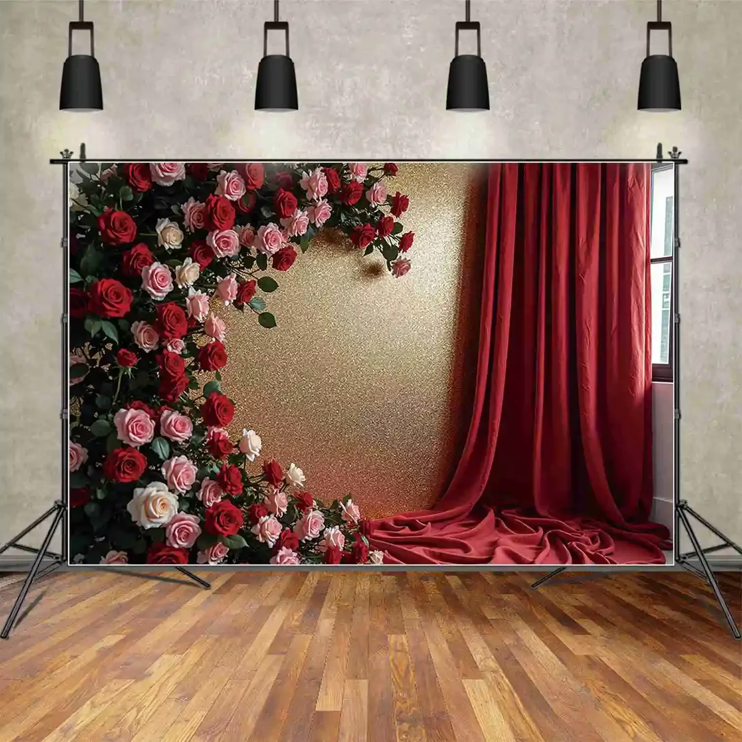 MOON.QG فبراير 14 خلفية للتصوير الفوتوغرافي ستارة عيد الحب الوردية خلفية للتصوير الفوتوغرافي ملحقات منطقة استوديو الطفل