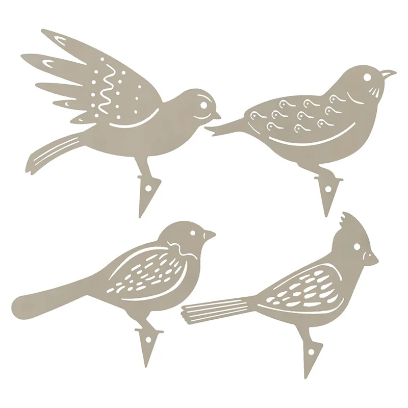 

Customer Favorite 4 PCS Rusty Metal Bird Silhouettes Metal Yard Decoration Bird Steel Garden Fence Decor Woodpecker Gardening Co