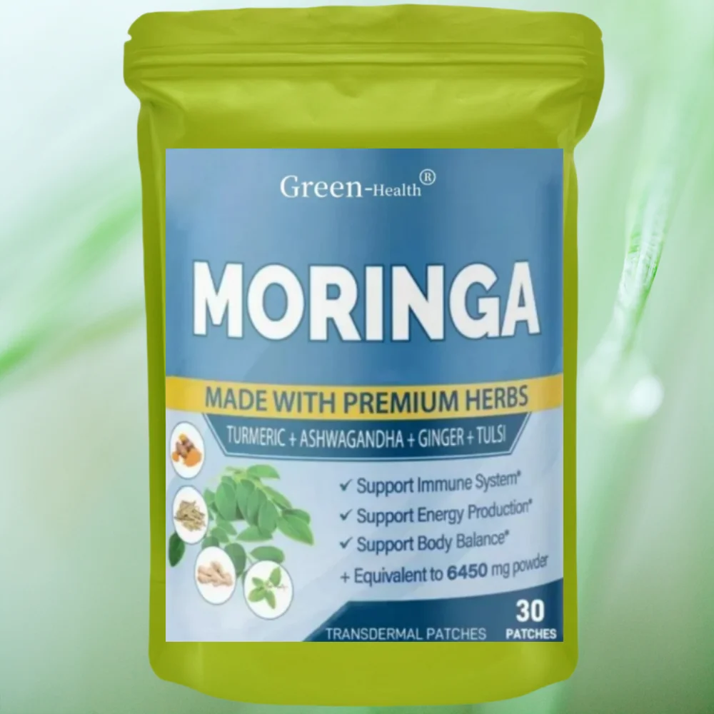 30 Patches Moringa Transdermal Patches with Ashwagandha, Ginger, Turmeric Energy Booster Immune System Support