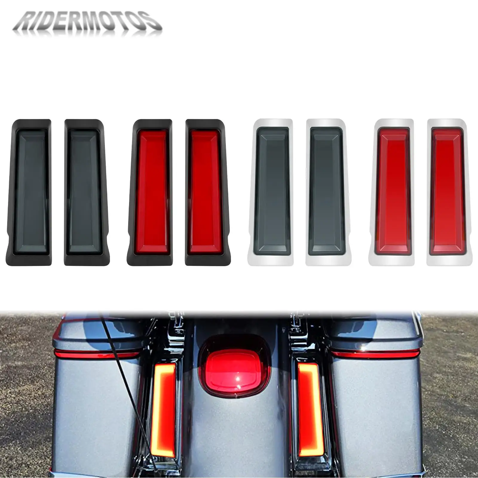 Motorcycle Saddlebag Tail Lights Accent Filler Support LED Lamp Turn Signal For Harley Touring Road Glide CVO Limited  2014-Up