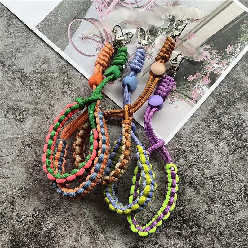 Correa de mano trenzada para teléfono móvil, correa de muñeca ajustable para colgar llaves, accesorios antipérdida