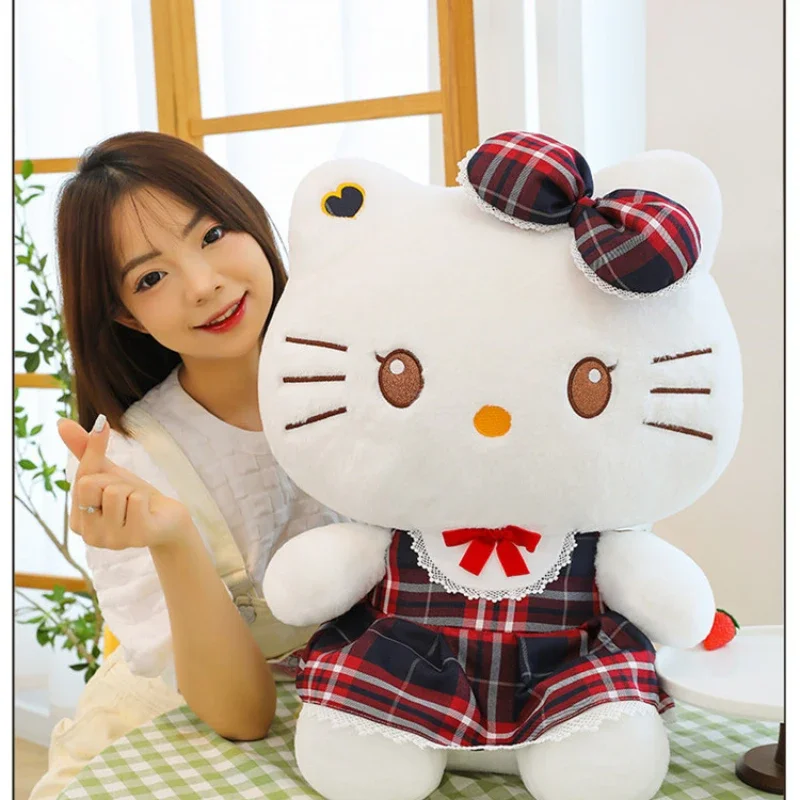 Nueva falda a cuadros Sanrio Kuromi Melody tamaño grande 60cm HelloKitty peluche muñeca de peluche regalo de cumpleaños de Navidad de Año Nuevo para niños