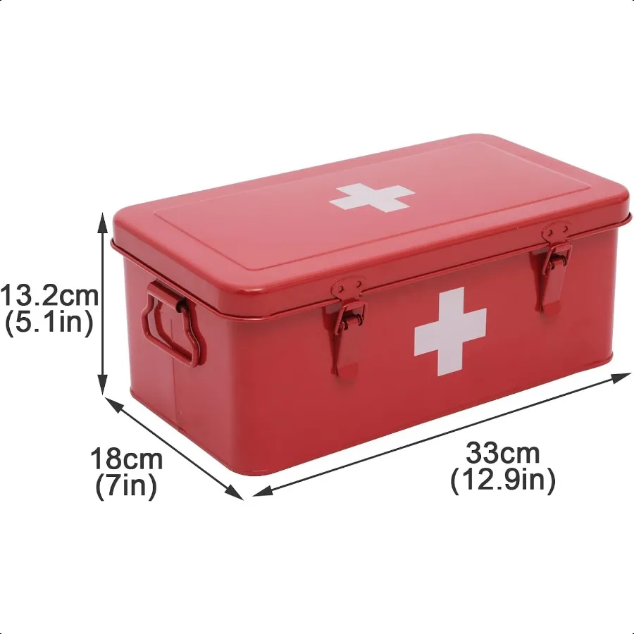 First Aid Box Empty Metal Medicine Box with Safety Lock Medical Storage Organizer First Aid Kit plies Organizer for Emergency S