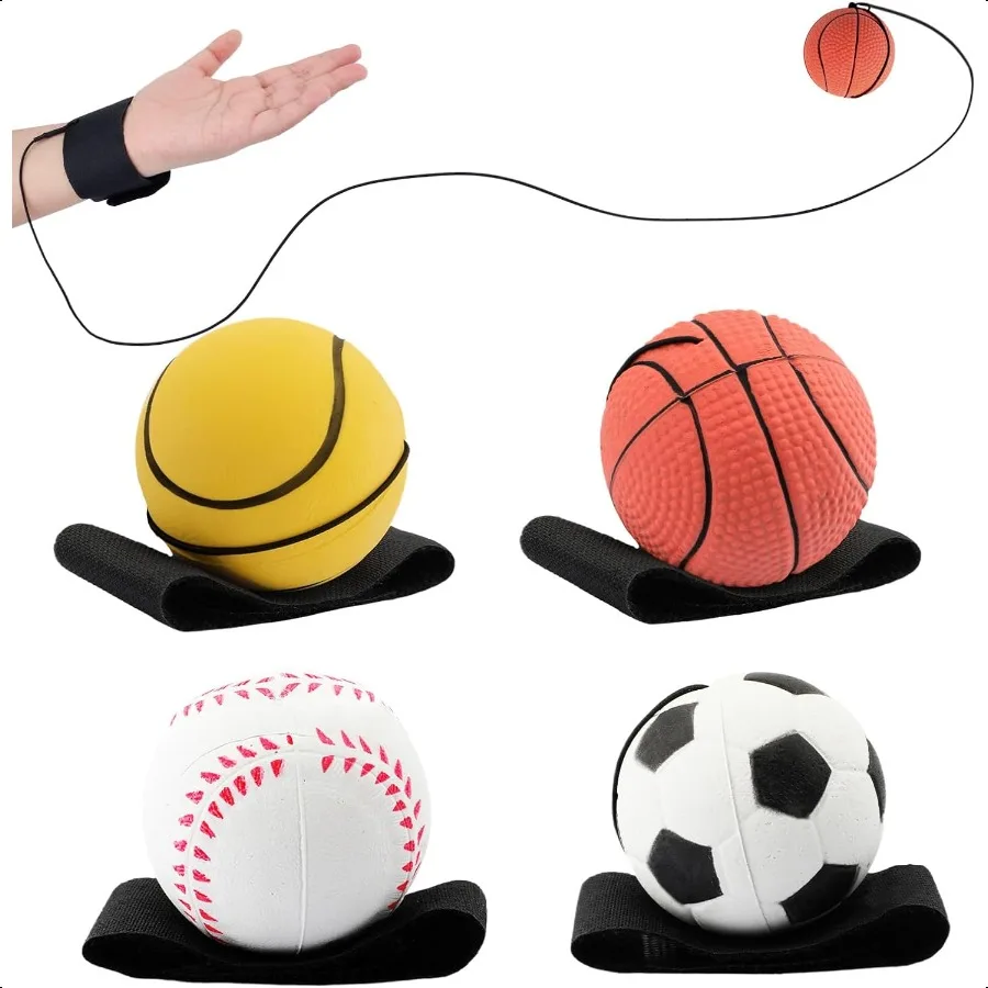 

Возвратный мяч на запястье 4, 8, 16, 32, спортивные мячи с отскоком, 2,36 дюйма, с эластичным ремешком, тренировочная часть для бейсбола, футбола, тенниса
