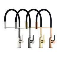 High Quality Modern Luxury Kitchen Faucets 360° Rotation Pull Down Spring Kitchen Mixers Water Tap Rose Gold Kitchen Sink Faucet