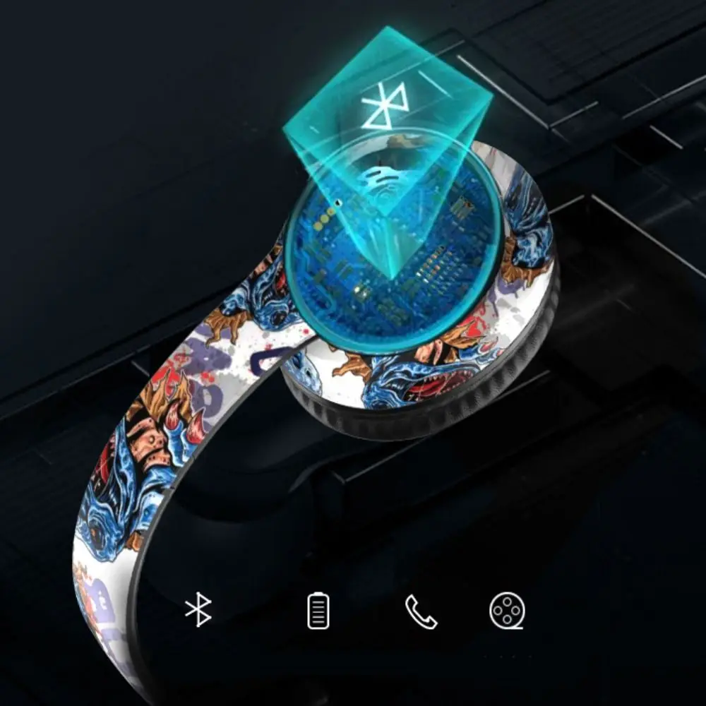 New Graffiti Bluetooth Headphones Hi-Fi Sound Bass Foldable Wireless Headphone Built In Mic Earphone Headset