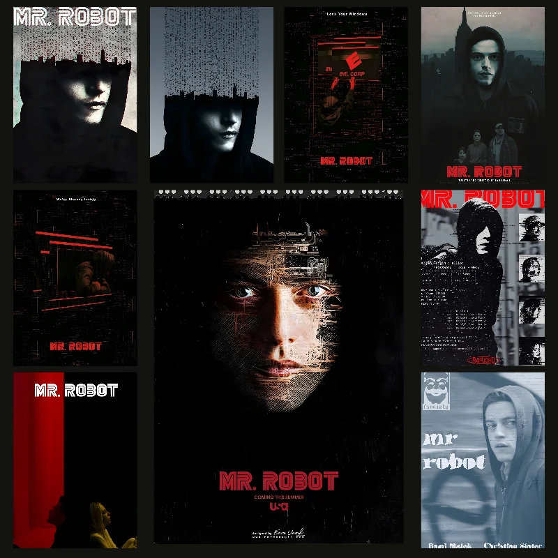 TV Drama Mr Robot Poster Self-adhesive Art Waterproof Paper Sticker Coffee House Bar Room Wall Decor