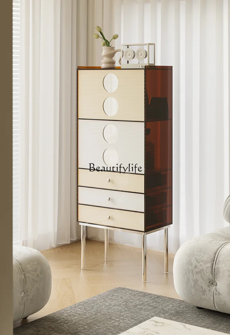 

FG17Acrylic Side Cabinet Living Room Sofa Chest Antique Style Storage