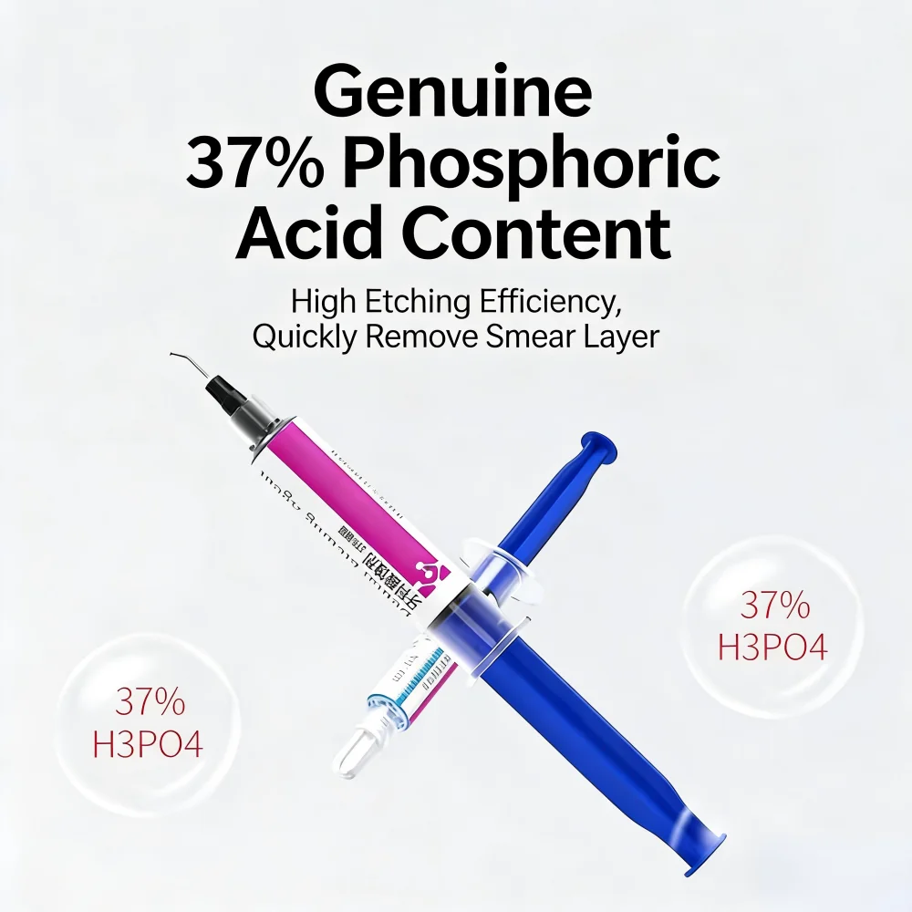 

37% Phosphoric Acid Etching Gel – 5ml Syringe + 5 Tips, Blue Thixotropic for Enamel Bonding Prep, Universal Etchant
