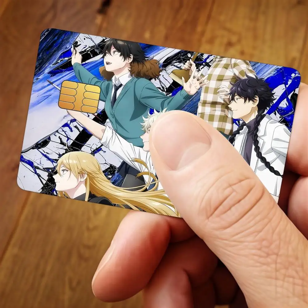 Anime Blue Period Credit Card Public Transportation Cards Sticker Waterproof Card Face Decoration 4PCS