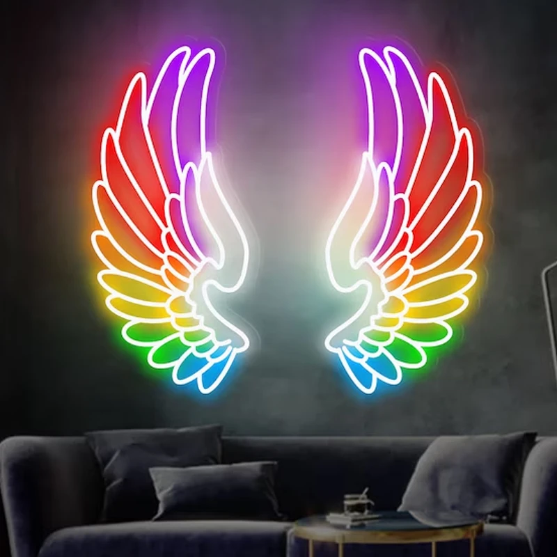 Imagem -04 - Custom Angel Wing Neon Signs Led Duas Asas Neon Sign Decoração de Salão de Beleza para Quarto Casa Bar Decoração da Parede