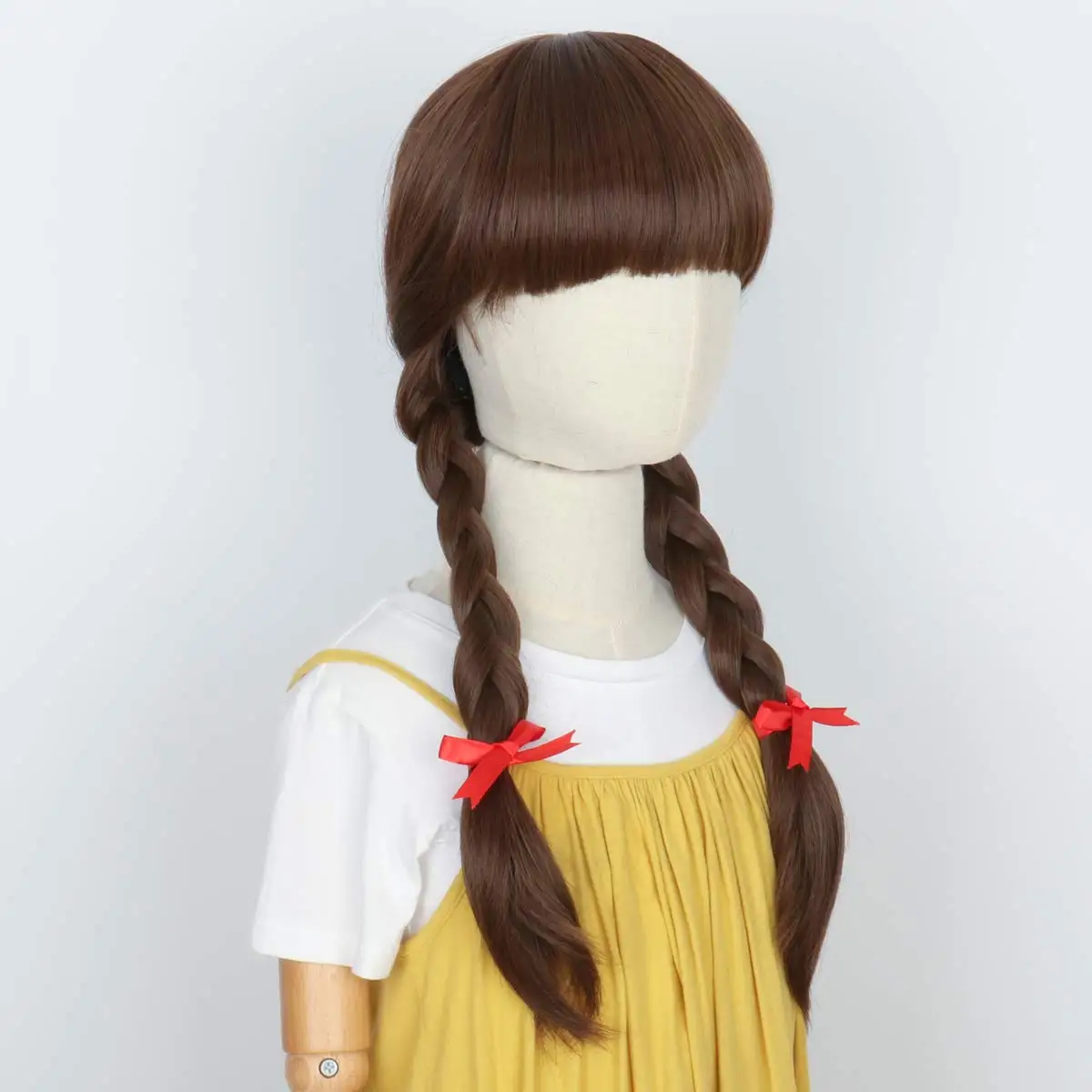 High-Temperature Synthetic Fibers Long Brown Braided Wig Cosplay Wigs for Halloween Party Wig