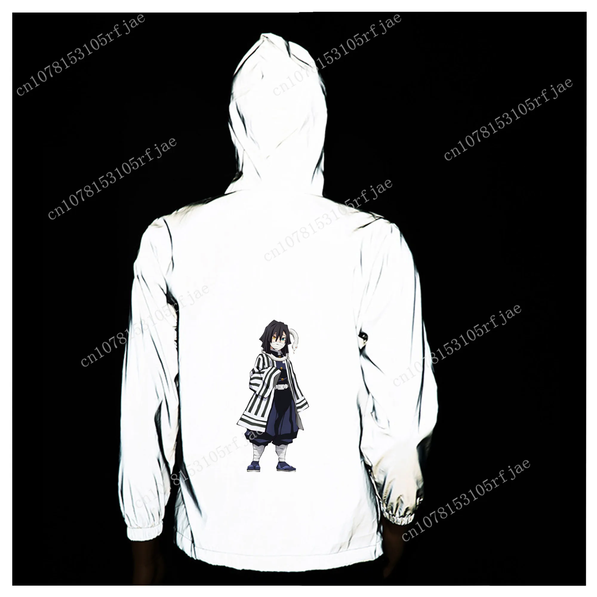 Obanai Iguro Reflective Jacket Mens Womens Coat Hooded Windbreaker Runing Pocket Jackets Hiking Cycling Customized Hoodie