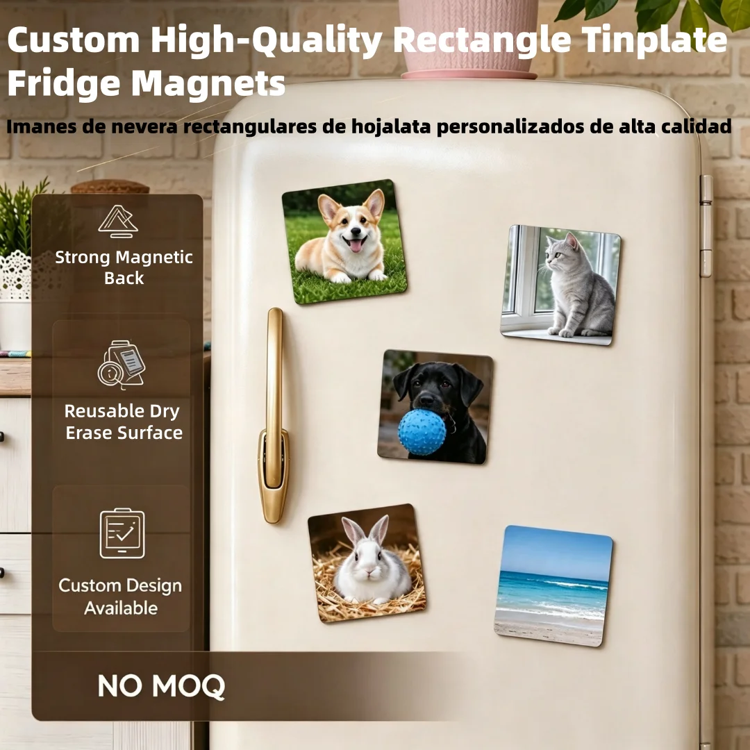 Custom Design Tin Magnet with Rectangular Shape Custom Logo Eco-Friendly Durable Tinplate Fridge Magnets Tourist Souvenirs