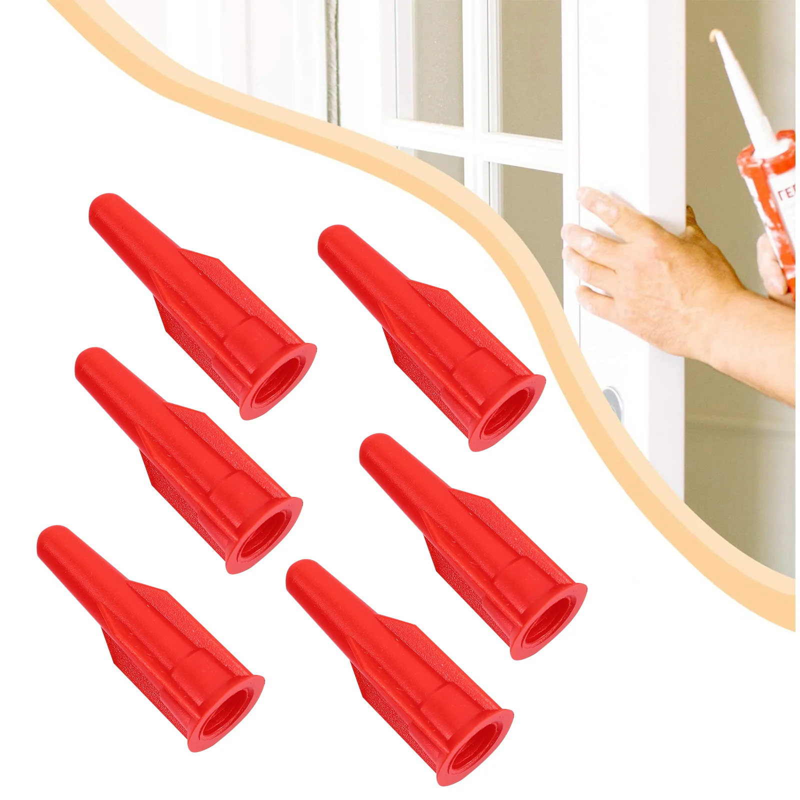 

20Pcs Red Hat Caulk Nozzles Durable Reusable Screw Tips for Glue Sealant Mastic Caulk Prevents Bending Leakage