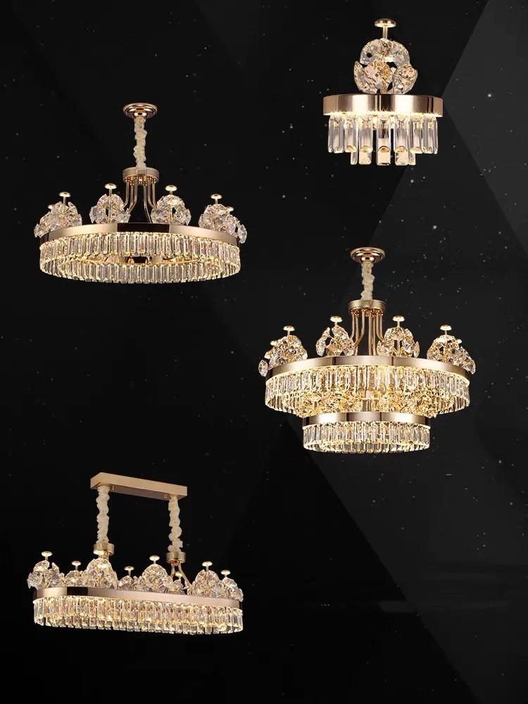 Modern Luxury Crystal Ceiling Chandeliers Home Decor Hanging Light Lustre Lamp For Living Room
