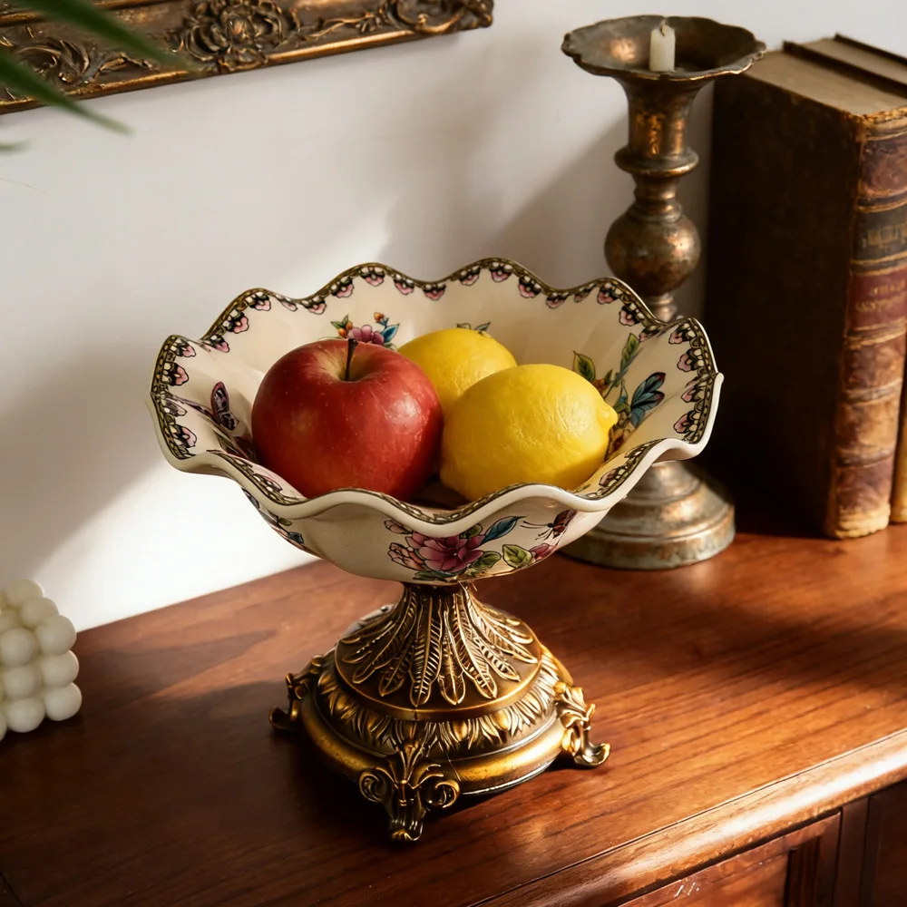 

HYS ceramic fruit plate living room for home tall dried fruit plate home decoration