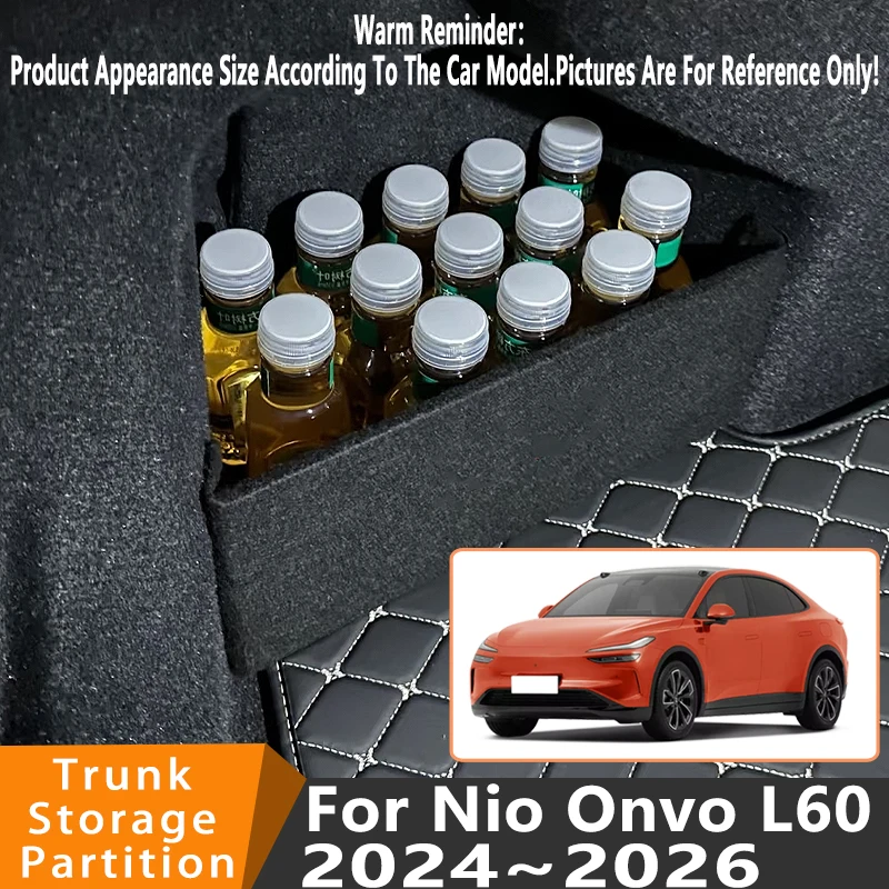 

Автомобильные аксессуары для Nio Onvo L60 2024 ~ 2026 2025 автомобильный органайзер, утолщенная боковая перегородка багажника, детали внутреннего ящика для хранения