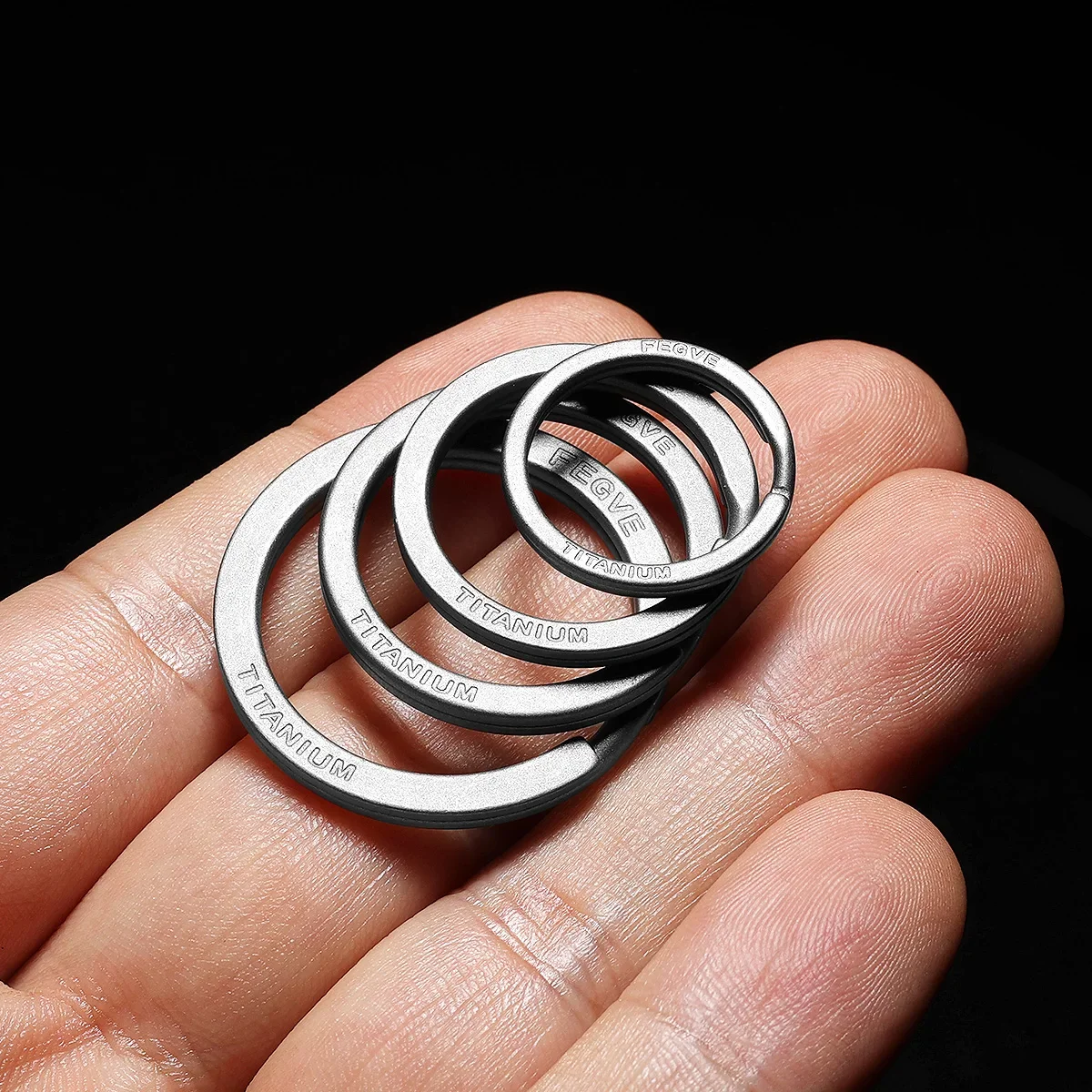 Real Titanium Men Keyring Flat Key Chain Rings Holder