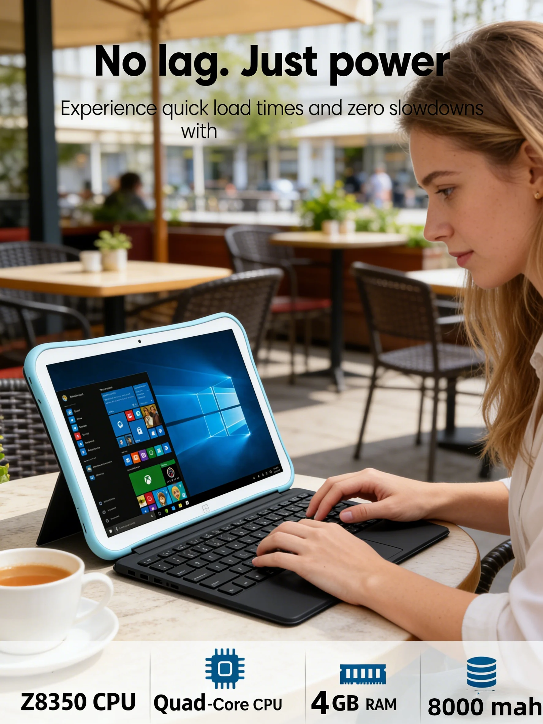 Tablette windows 10 avec clavier bluetooth et double caméra_voghion.com