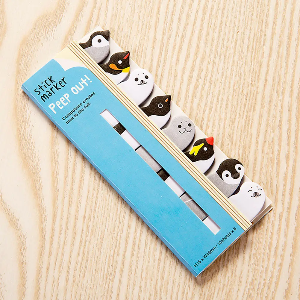2Pcs Cartoon Animal Sticky Memo Pad Flags Self-Stick Notes School Office Supplies Bookmark Reminder Markers Self-Stick Pad