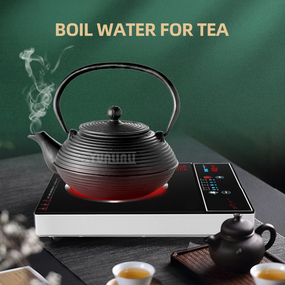 Estufa inteligente de cerámica eléctrica de 2200W, estufa eléctrica doméstica, estufa Wok de inducción para cocina