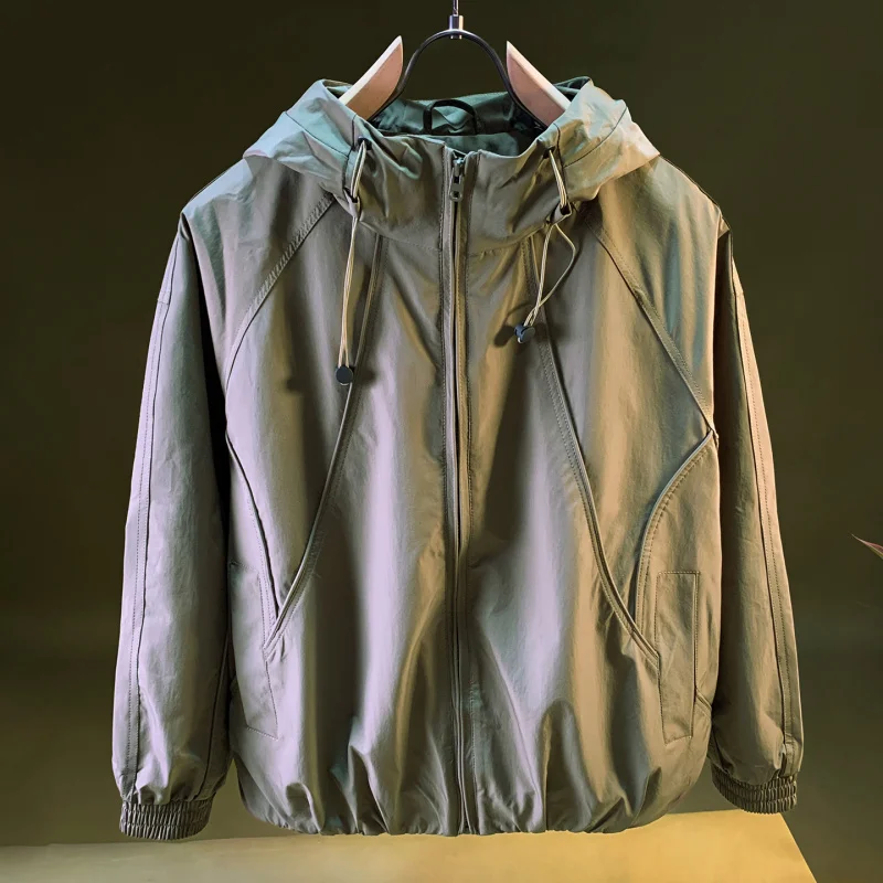 

High end men's 2025 winter new loose oversized windproof hooded outdoor casual workwear jacket