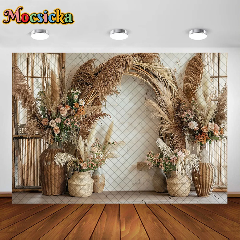 Mocsicka التصوير خلفية بوهو زهرة زهرية قوس الديكور خلفية الكبار المرأة الحامل صورة استوديو الصور الدعامة راية