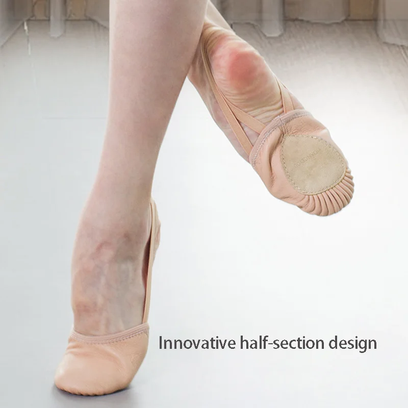 Leather Ballet Shoes Artistic Gymnastics Half Socks Professional Competition Sole Shoes Elastic Stretch Dance Shoes