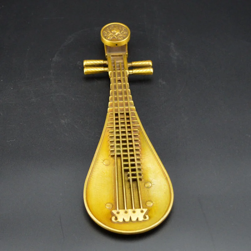 

Copper Pipa Guqin Holder Seat Ceremony Sandalwood Incense Burner Home Retro Metal Craft